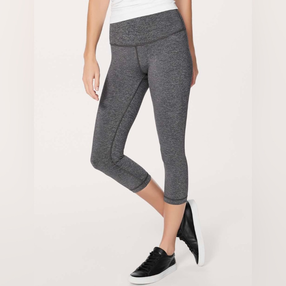 Lululemon Wunder Under Crop *Luxtreme 21", Heathered Black, sz 8